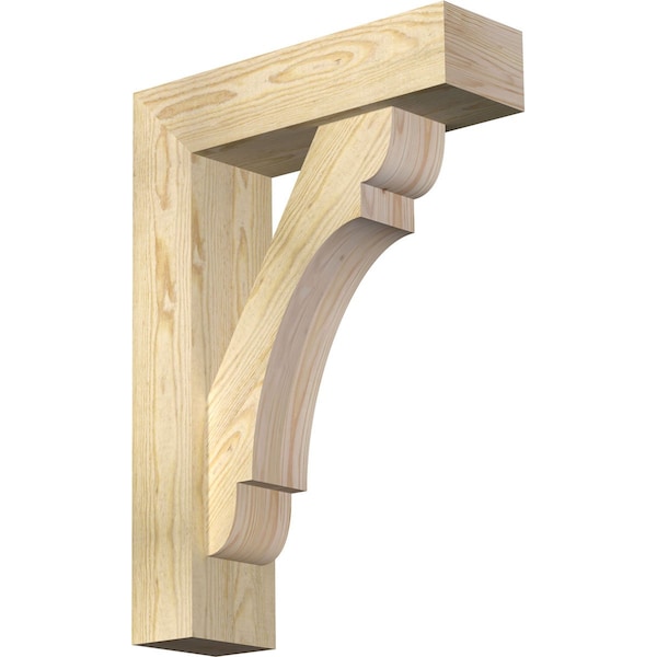 Ekena Millwork Olympic Block Rough Sawn Bracket w/ Offset Brace, Douglas Fir, 6"W x 20"D x 28"H BKT0604X20X28OLY05RDF - main